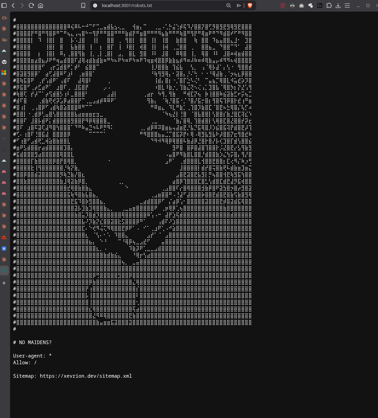 the robots.txt easter egg I shipped this week, ASCII art and all