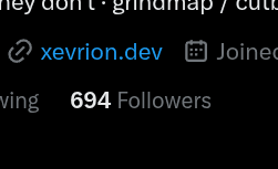 694 followers the next morning