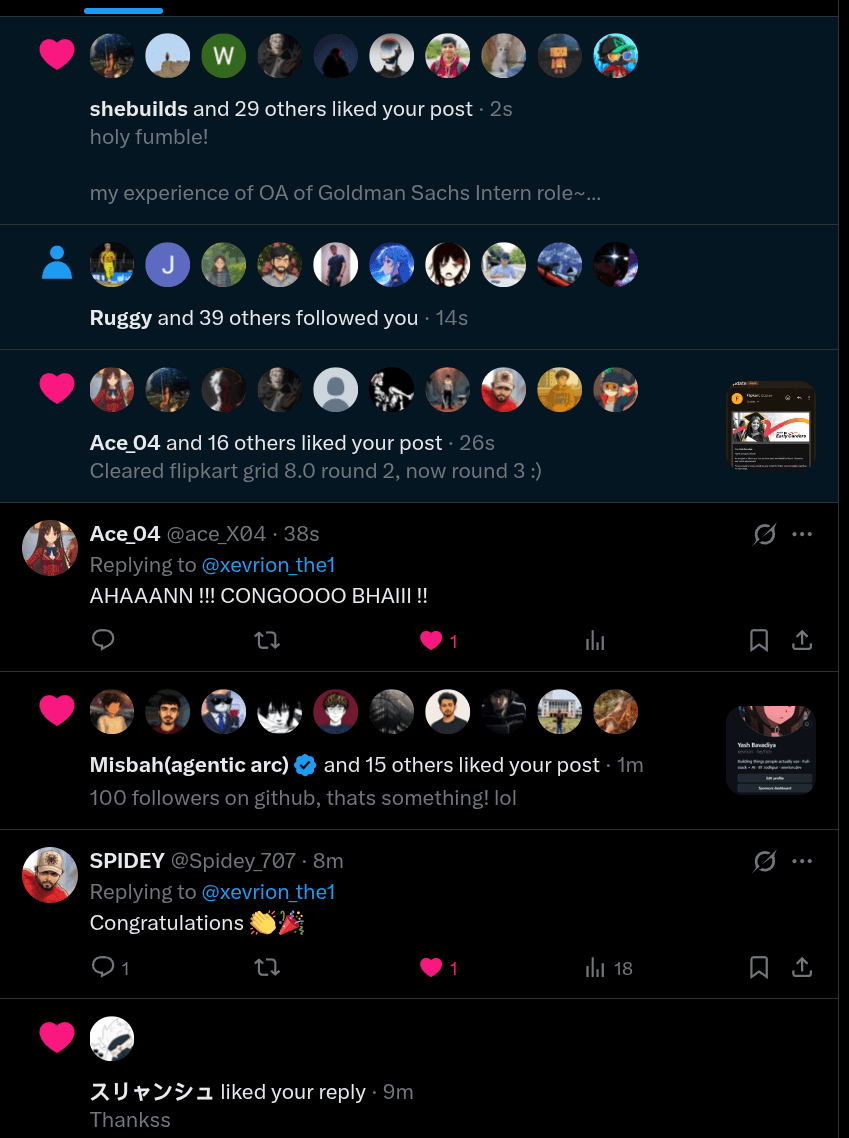 notifications going off, the fumble post and clearing Flipkart round 2 landing at the same time