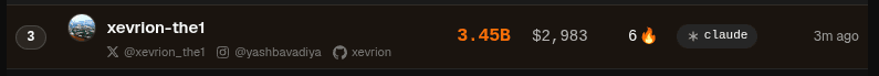 leaderboard row: 3.45B tokens, rank 3