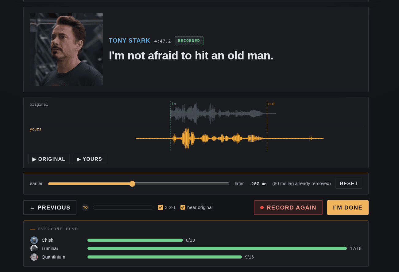 Tony Stark, "I'm not afraid to hit an old man"