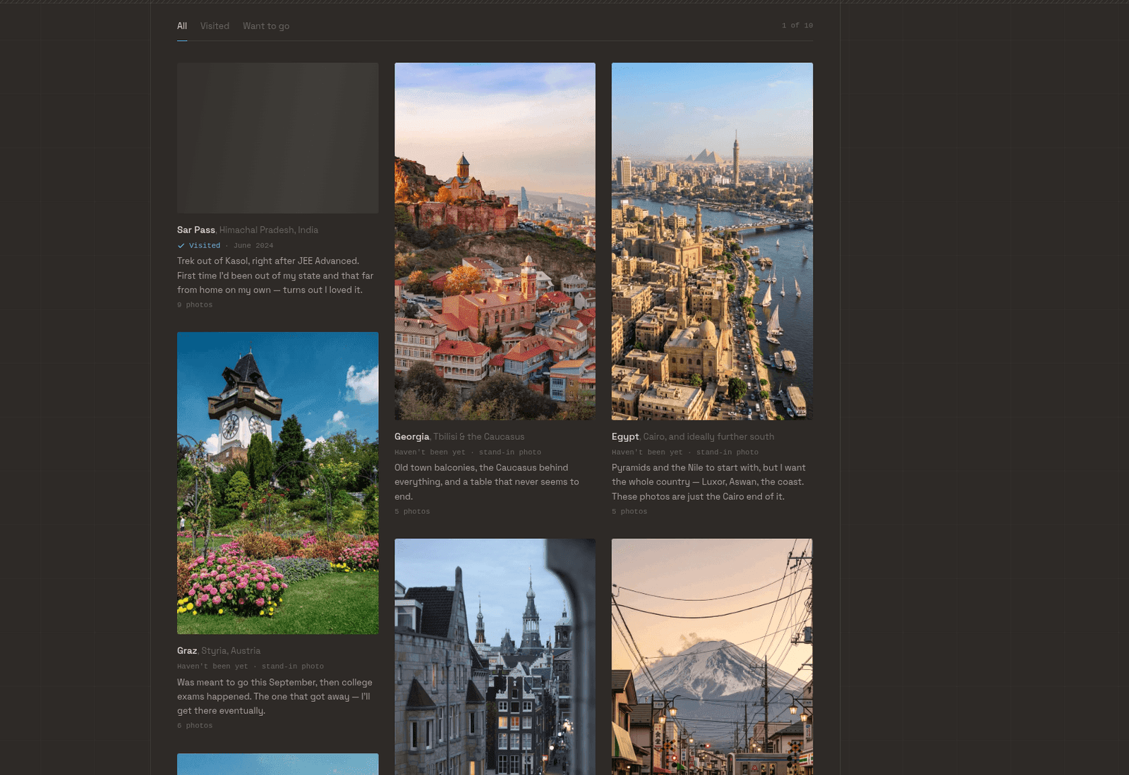 the places page