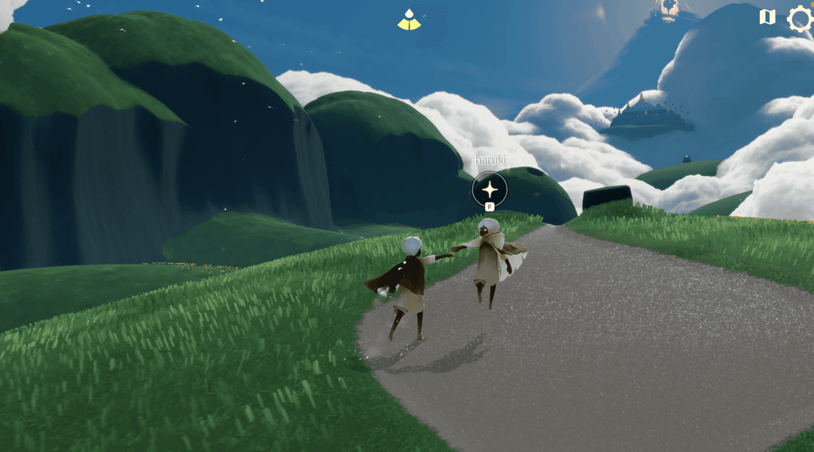 running toward the temple