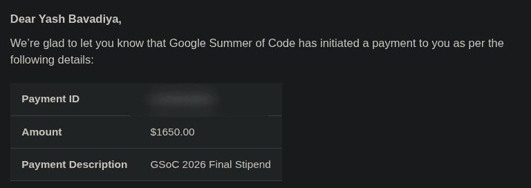 the payment mail