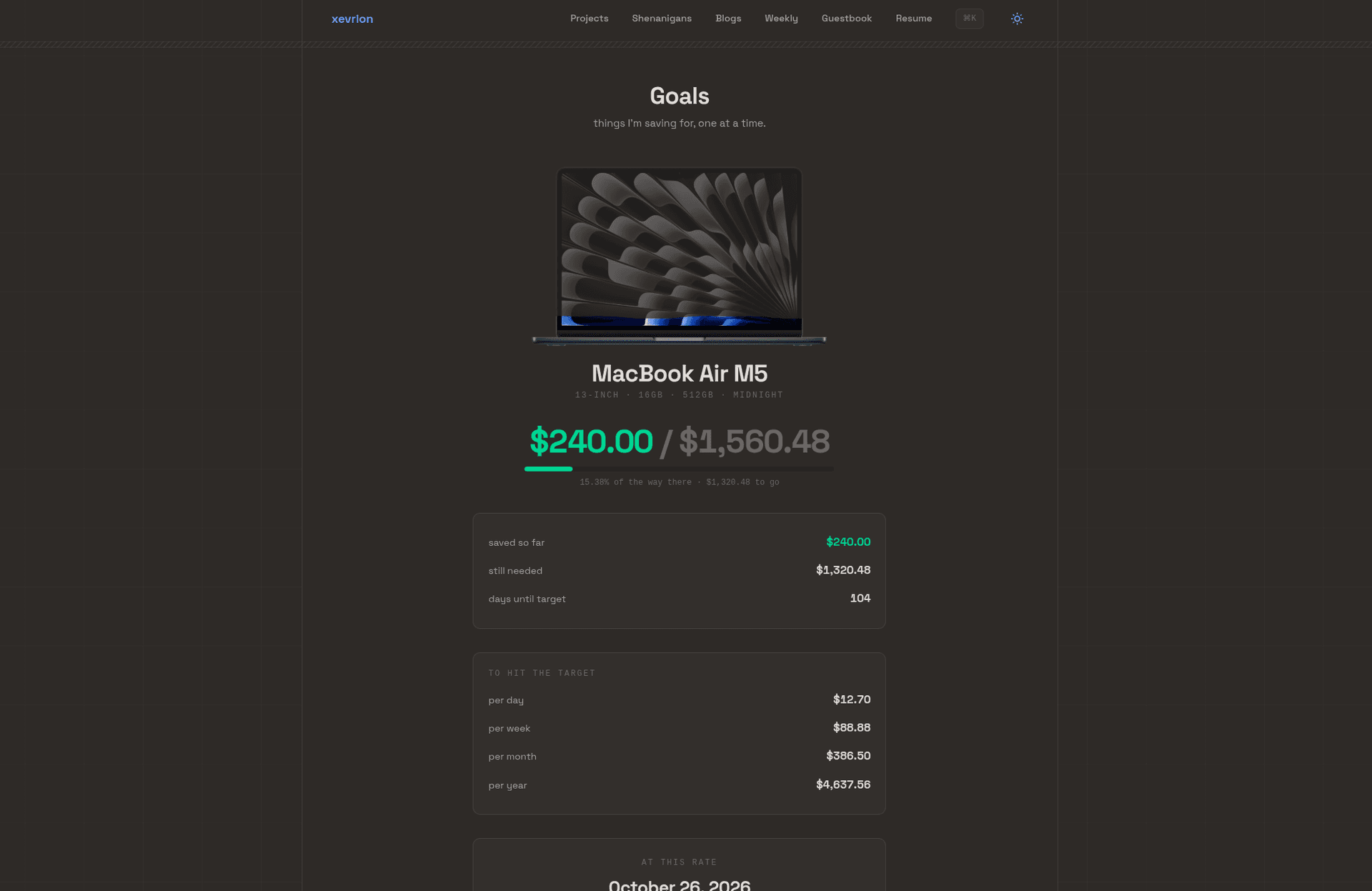 the goals page