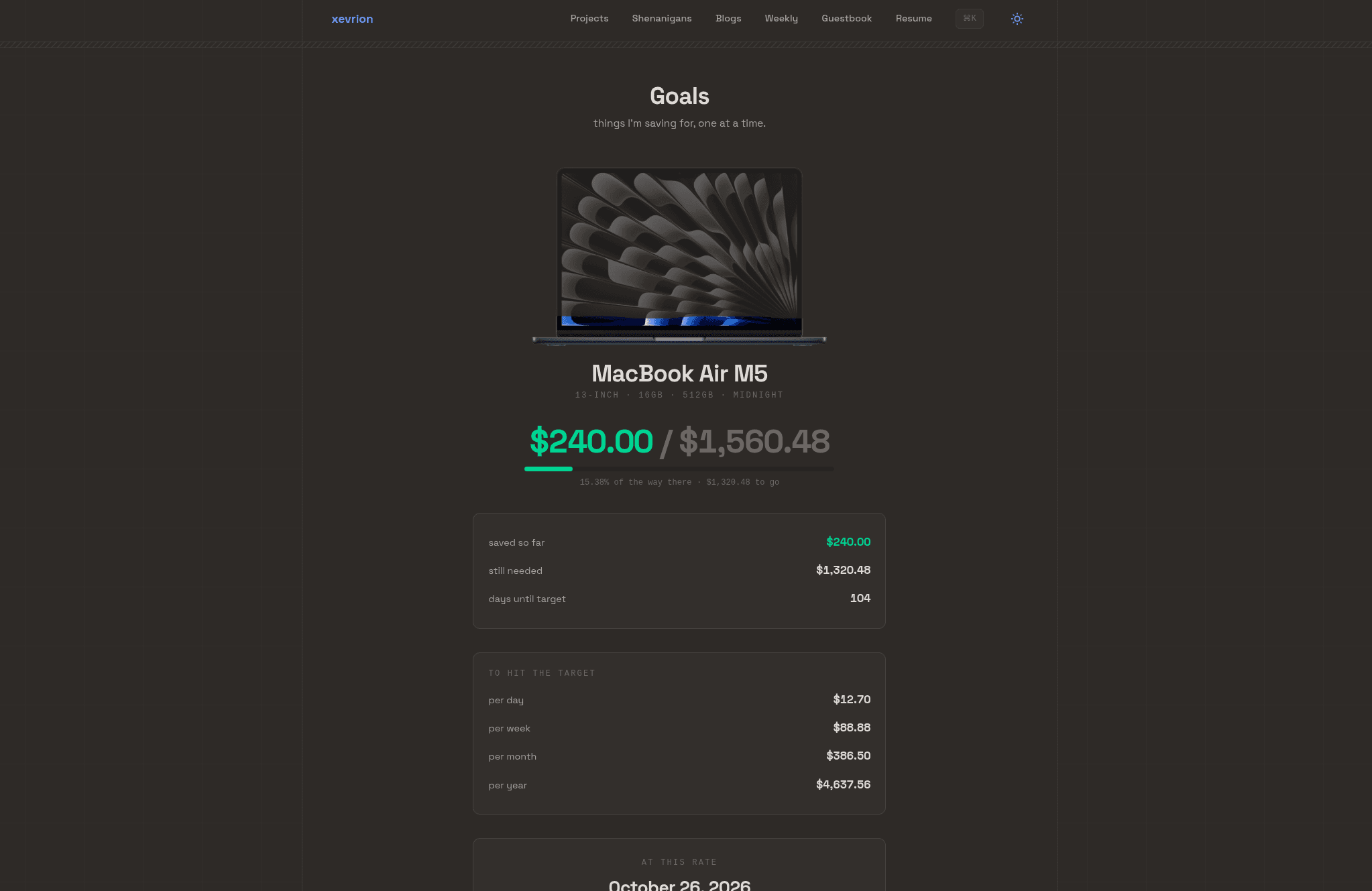 the goals page