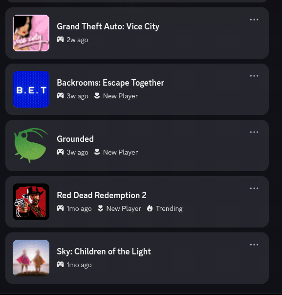 recent games