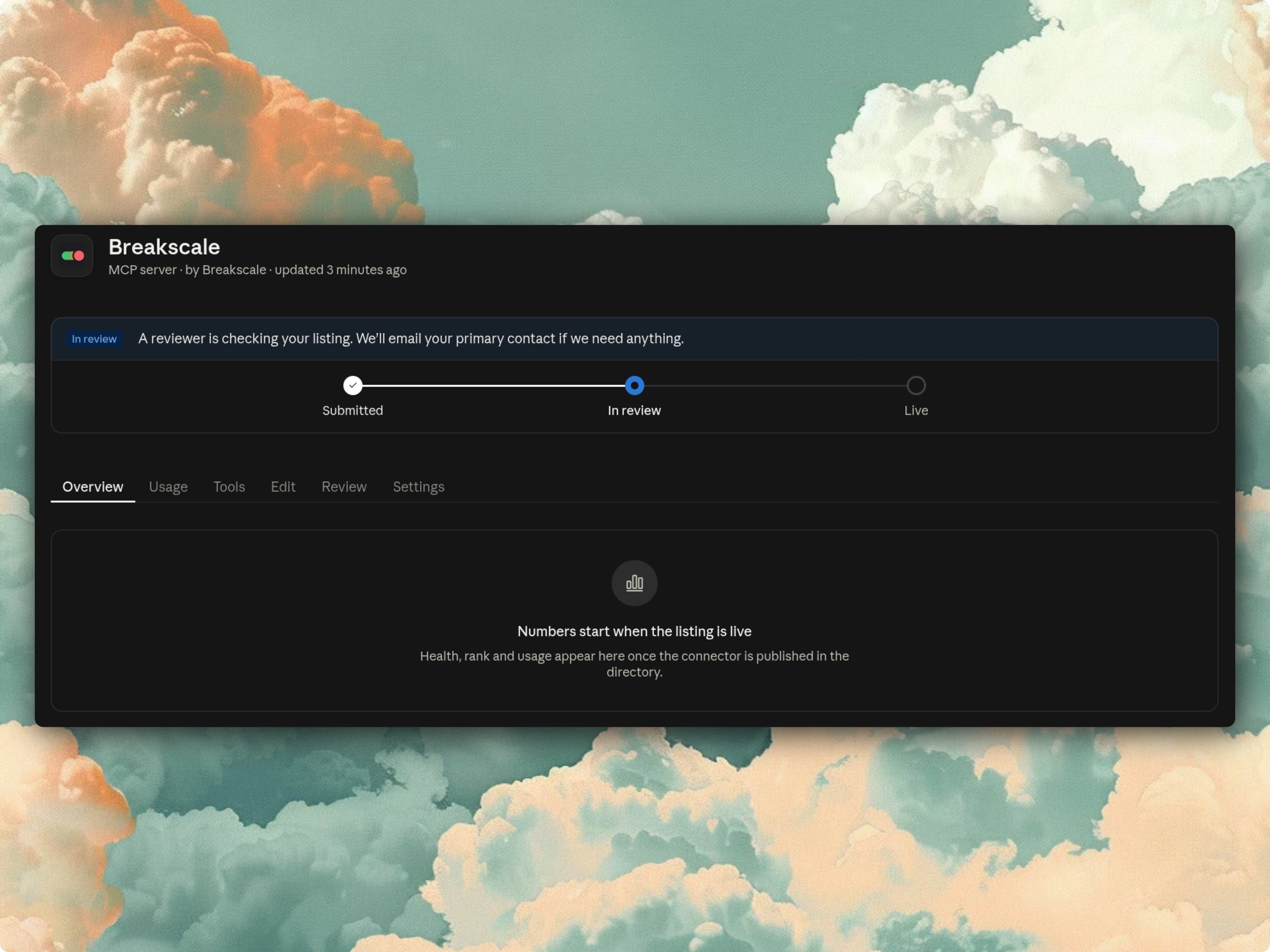 submitted, in review, live