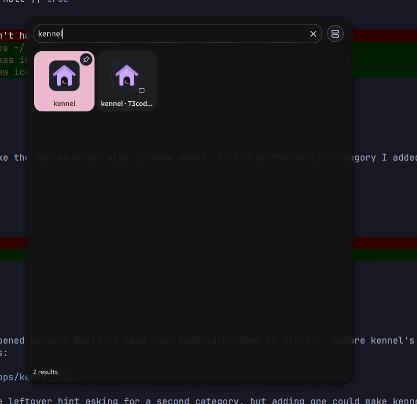 the icon, in the launcher