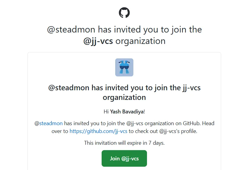 Invited to the jj-vcs organization after contributing